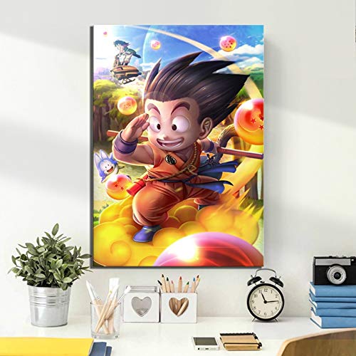 fdgdfgd Classic HD Cartoon Picture Goku Dragon Ball Z Anime Habitación Infantil Decoración de la Pared Pintura