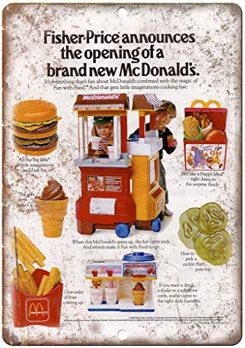 Fisher Price Mcdonalds Toy Happy Meal Placa de Metal Vintage Placa de estaño Cartel Arte decoración de la Pared cartelera Bar Club Cafe Estudio Hotel