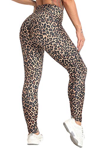 FITTOO Leggings Push Up Mujer Mallas Pantalones Deportivos Alta Cintura Elásticos Yoga Fitness  #1 Estampado Leopardo L