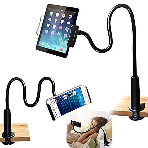 Flexible teléfono Soporte Soporte para Tablet, Soporte para teléfono móvil con Cuello de Cisne Universal para Smartphone, Tablet, Cuello de Cisne, Brazo Largo Flexible-80 cm-Negro