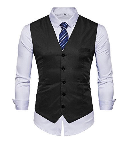 FLYF Chaleco Hombre Vestir Negro Trajes Hombre Vestir de Cuadros Ceremonia Casual Chaquetas