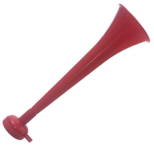 FUN FAN LINE - Pack de 3 trompetas Vuvuzela de Colores. Accesorios y complementos de Fiesta, piñata y Deporte. Desmontables para Combinar Colores de Cuerpo y Boquilla. (Rojo)