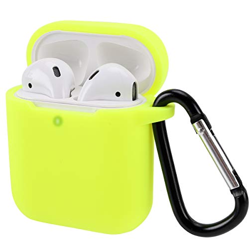 Funda AirPods Silicona Compatible con AirPods 2 & 1, KOKOKA Fundas Protectora de Silicona para AirPods [LED Frontal Visible][Funciona con Carga inalámbrica] con Correa Anti Brilliant YellowPérdida-