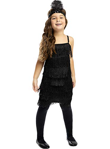 Funidelia | Disfraz de charlestón Negro para niña Talla 10-12 años ▶ Años 20, Cabaret, Gángster, Décadas - Multicolor