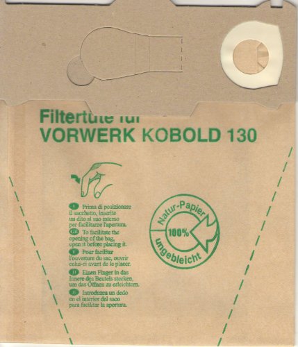 FW5 LOTE DE 10 BOLSAS DE RECAMBIO DE ASPIRADORA COMPATIBLE CON: MARCA VORWERK KOBOLD DUENDE VERDE EB 350 131/130