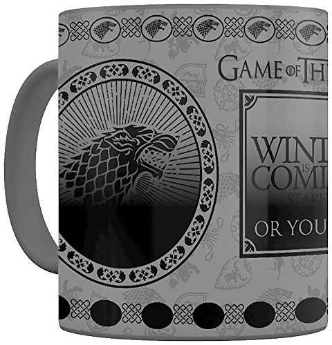 Game Of Thrones Taza Termosensible Stark, 320ml, Cerámica, Gris, Talla Única