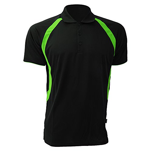 GAMEGEAR® Cooltex - Polo de Manga Corta Transpirable Modelo Riviera Hombre Caballero - Verano/Ejercicio (Extra Grande (XL)) (Negro/Lima Fluorescente)