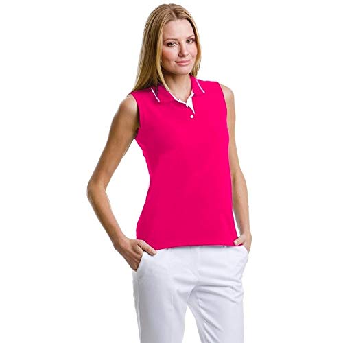 Gamergear®- Polo sin Mangas Modelo Proactive para Mujer (38 EU) (Frambuesa/Blanco)