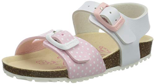 Garvalín 202665, Sandalias Abierta para Niñas, Multicolor (Blanco Y Rosa Puntos (Mat Y Estampado) B), 28 EU