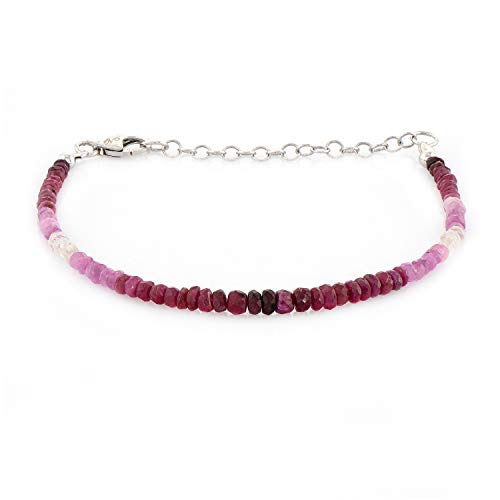 Gemshiner Pulsera de rubí para mujer – Aa genuino rubí piedra natal de julio, regalo para esposa, Navidad, boda, aniversario, regalo