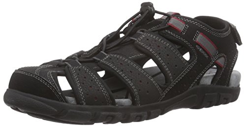 Geox UOMO Sandal Strada B, Sandalias Punta Cerrada Hombre, Negro (Black), 45 EU