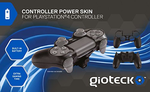 Gioteck - Controller Power Skin, Batería Incorporada, Color Negro (PlayStation 4)