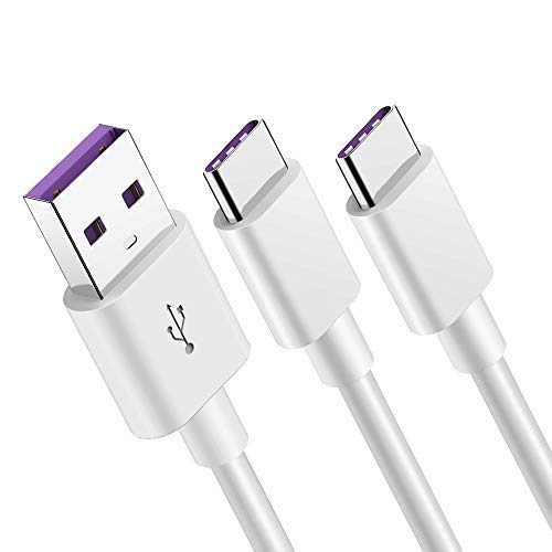 GlobaLink Cable USB Tipo C 5A,2 Pack 2M USB C Cable Carga Rapida Super Charge para Huawei P40/P40 Pro/P30/P30 Lite Mate 30/30 Pro/Mate 20/20 Pro/10/P20/P20 Pro/P20 Lite/P10/P10 Plus/P9/P9 + (Blanco)