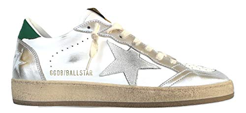 Golden Goose Zapatillas deportivas para hombre Vintage Ball Star 80185, color blanco, verde y plateado Size: 43 EU