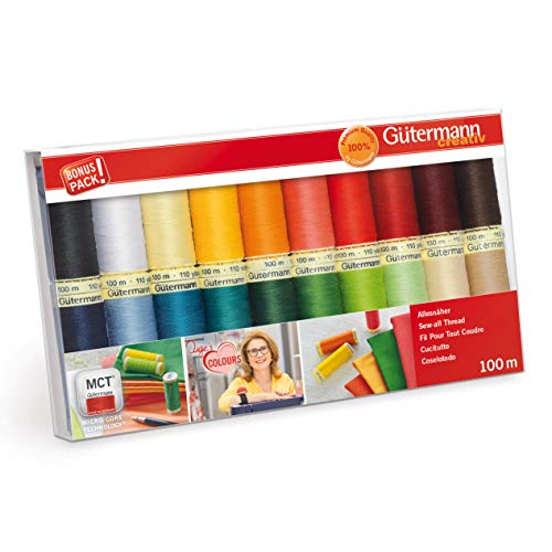 Gutermann 734610-1 Juego de Hilos para Coser (100 m x carretes de 20 Unidades), Brights populares