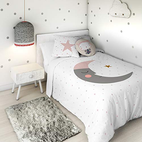 HACIENDO EL INDIO Sleeping Moon Funda Nórdica, Algodón, Blanco, Cama de 105