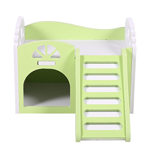 Hamster House, 3Colors Pet Hamster Castle Sleeping House Nest Ejercicio de juguete Juguete de dos pisos Pequeño escondite para mascotas Habitación con escalera para ardillas Jerbos Hamsters(Verde)