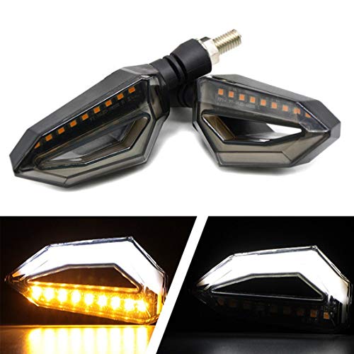 HANEU - Lote de 2 intermitentes LED para moto, luz de día, DRL, color rojo, universal, CC 12 V, impermeable, color rojo