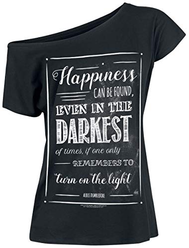 HARRY POTTER Albus Dumbledore - Happiness Can Be Found Mujer Camiseta Negro S, 100% algodón, Ancho