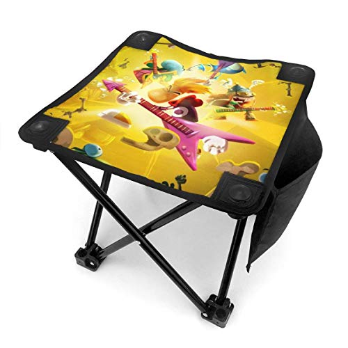 Hdadwy Rayman Legends Taburete de camping Sillas plegables Cuatro patas Silla plegable portátil antiestrés, para senderismo Pesca Viaje Picnic Playa Barbacoa Actividades al aire libre Taburete