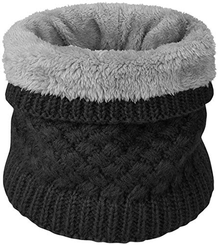 heekpek Calentador de Cuello Bufanda de Tubo Lazo para Hombre y Mujer Multifuncional Grueso y Cálido Bufanda y Gorra para Deportes de Invierno Desgaste de Pareja Fulares (Negro)