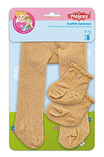 Heless- Leotardos con Calcetines para muñeca, Color Dorado, Talla 28-35 cm (4761)