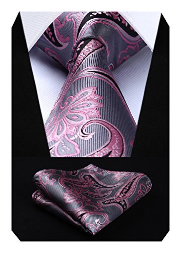 HISDERN extralarga Floral Paisley Panuelo de lazo Hombres Corbata & Plaza de bolsillo Conjunto