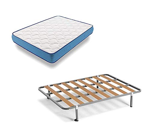 HOGAR24 ES Cama Completa - Colchón Viscoelástico Viscorelax + Somier Basic + 4 Patas de 26cm, 135x180 cm