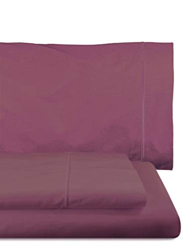 Home Royal - Juego de sábanas Compuesto por encimera, 180 x 285 cm, Bajera Ajustable, 108 x 200 cm, Funda para Almohada, 45 x 130 cm, Color Malva