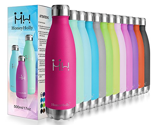 HoneyHolly Botella de Agua Acero Inoxidable 350/500/650/750ml, Aislamiento de Vacío de Doble Pared, Botellas de Frío/Caliente, sin bpa Botella Reutilizable para niños Sport Gimnasio Trekking Bicicleta