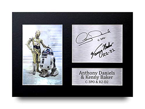 HWC Trading Anthony Daniels & Kenny Baker C-3Po R2-D2 A4 Sin Marco Regalo De Visualización De Fotos De Impresión De Imagen Impresa Autógrafo Firmado por Star Wars Los Aficionados Al Cine