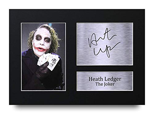 HWC Trading Heath Ledger A4 Sin Marco Regalo De Visualización De Fotos De Impresión De Imagen Impresa Autógrafo Firmado por The Joker Batman Los Aficionados Al Cine