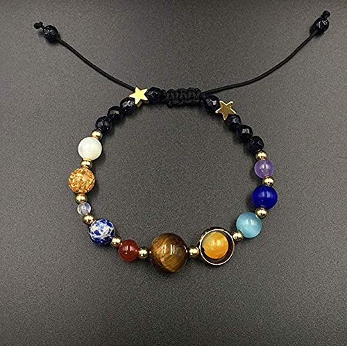 hwiionne Pulsera Ajustable del Sistema Solar de la Mano Universo de la Galaxia Los Ocho Planetas Pulseras del guardián de la Estrella Piedra Natural