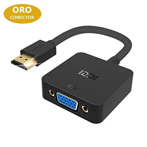 ICZI Adaptador HDMI a VGA con Conectores Chapados en Oro, Convertidor HDMI a VGA 1080P para Conectar PC a HDTV Monitor Proyector Pantalla Gigante, Negro