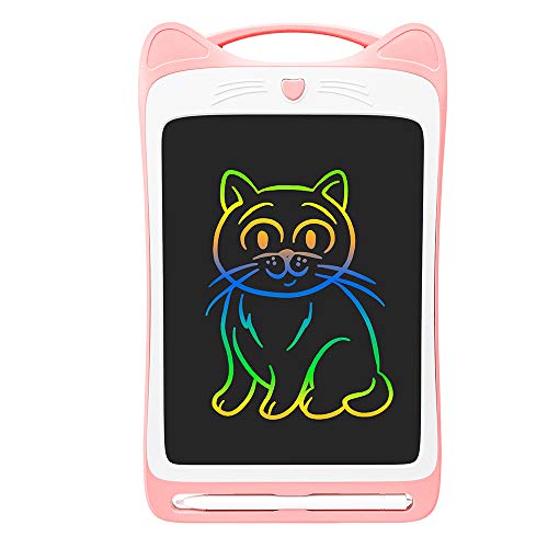 IPPON Pizarra multicolor LCD para niños de 8,5 pulgadas, tablet electrónica con texto más claro, pizarra digital con función antiaclaramiento para niños, color rosa