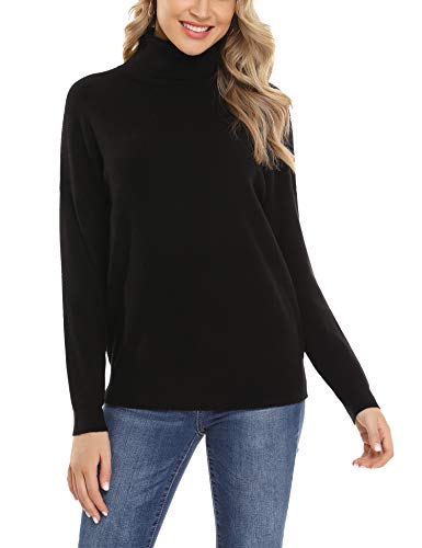 Irevial Suéter Cuello Alto para Mujer Elegante Manga Larga Jersey de Punto Mujer Invierno Cuello Alto Básico Redondo Pullover Tops Suelto para otoño Invierno