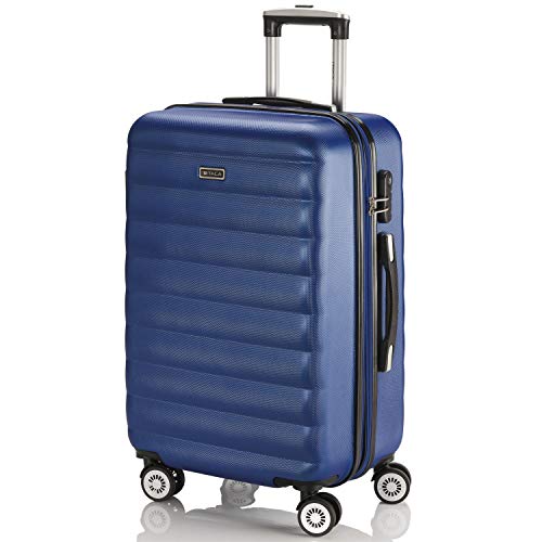 ITACA - Maleta de Viaje rígida 4 Ruedas Mediana Trolley 65 cm de abs. Dura Extensible cómoda práctica y Ligera. Calidad Marca y Precio. Estudiante y Profesional. 71260, Color Azul