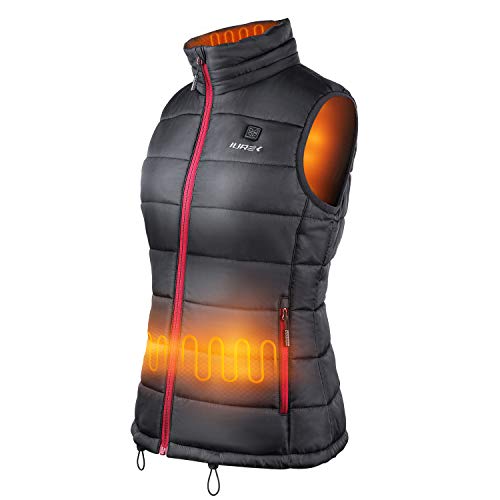 IUREK Chaleco Calefactable Mujer ZD937, Chaleco Térmico Impermeable y Lavable con Banco de Energía 10000 mAh, 3 Temperatura Ajustable, 4 Zonas de Calefacción para Invierno, Trabajo y Deporte Outdoor