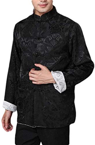 Jghsxdhg Men Chinese Tai Chi Kungfu Reversible Jacket Blazer,4,X-Small