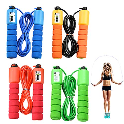 Justdolife 4PCS Jump Rope One Key Counting Cuerdas de Saltar Deportivas Ajustables para Interiores