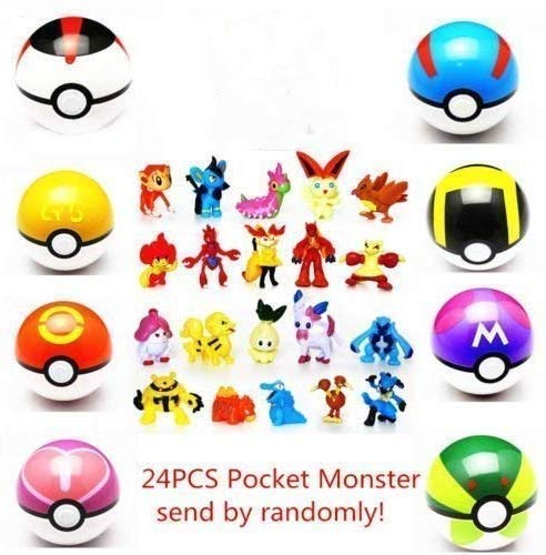 KANGM Poke Ball 8 Pokeball Coleccionable + 24PCS Mini Poke Figuras de acción Mon Pet Pocket Monster Figura de acción Juguete Pop-up Master Great Ultra GS Figuras de acción Juguetes