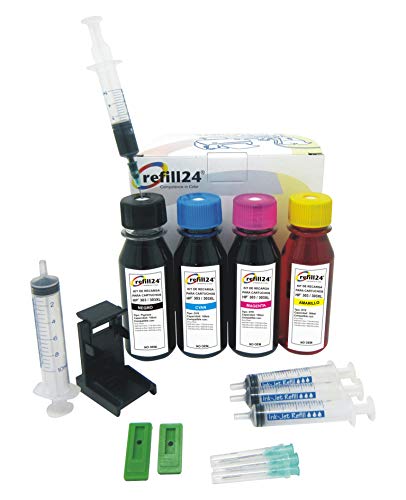 Kit de Recarga para Cartuchos de Tinta HP 303, 303 XL Negro y Color, Incluye Clip y Accesorios + 400 ML Tinta