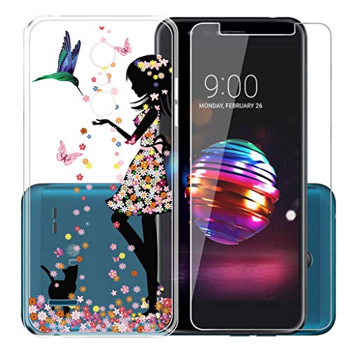 KJYF Funda para LG K11 /LG K10 2018(5.3")( European Version Caso Carcasa Cover Silicona TPU + Cristal Templado Anti-rasguños Funda Case - WM49