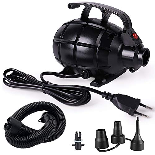 KKmoon 600 W Bomba de aire eléctrica con 3 boquillas, bomba eléctrica para barcos hinchables, camas de aire, globos, etc.