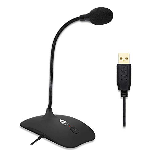 KLIM™ Talk - Micrófono USB para PC y Mac + Amplia compatibilidad y fácil de Usar + con botón de Silencio + Micrófono de grabación Profesional de Alta definición - Nueva VERSIÓN 2020 - Negro