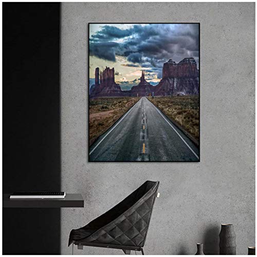 Kongzir Póster De Lienzo De Pared De Paisaje De Viaje De Belleza, Imagen De Carretera Solitaria Del Salvaje Oeste Americano, Decoración Del Hogar De La Sala De Estar, 40X60 Cm Sin Marco