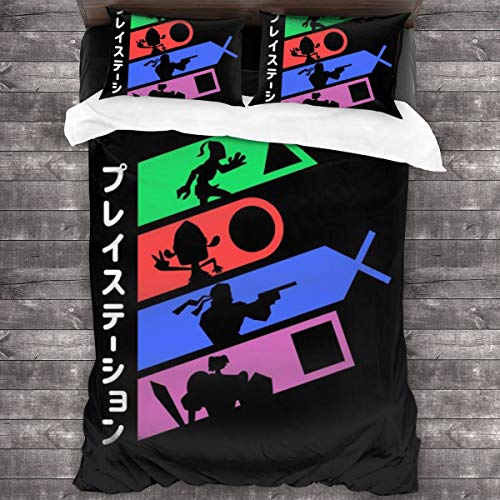 KUKHKU PSX Classics Abe And Co Juego de cama de 3 piezas, funda de edredón de 86 pulgadas x 70 cm, juego de cama de 3 piezas decorativas con 2 fundas de almohada