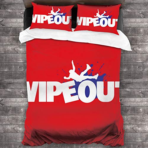 KUKHKU Wipeout, Juego de cama de 3 piezas, funda de edredón de 86 x 70 pulgadas, juego de cama de 3 piezas con 2 fundas de almohada