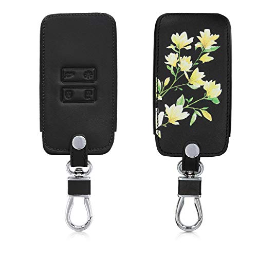 kwmobile Funda Compatible con Renault Llave de Coche Smart Key de 4 Botones (Solo Keyless Go) - Cubierta de Cuero sintético - Case para Mando y Control de Auto Magnolias