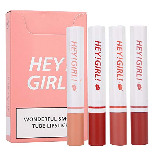 Lápiz labial, 4 piezas de juego de lápiz labial mate con forma de cigarrillo, 4 colores, kit de maquillaje de labios duradero, impermeable y duradero mate, juegos de regalo Cosmeitc de lápiz labial de